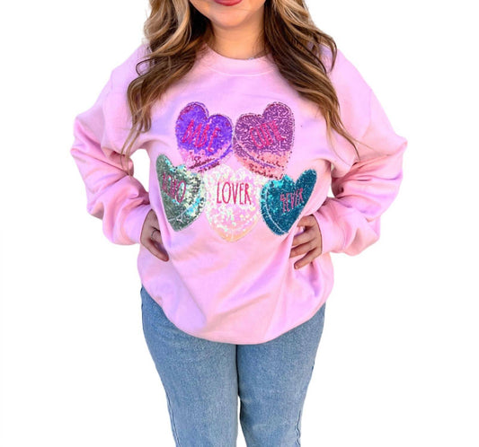 Sequin Conversation Hearts Sweatshirt