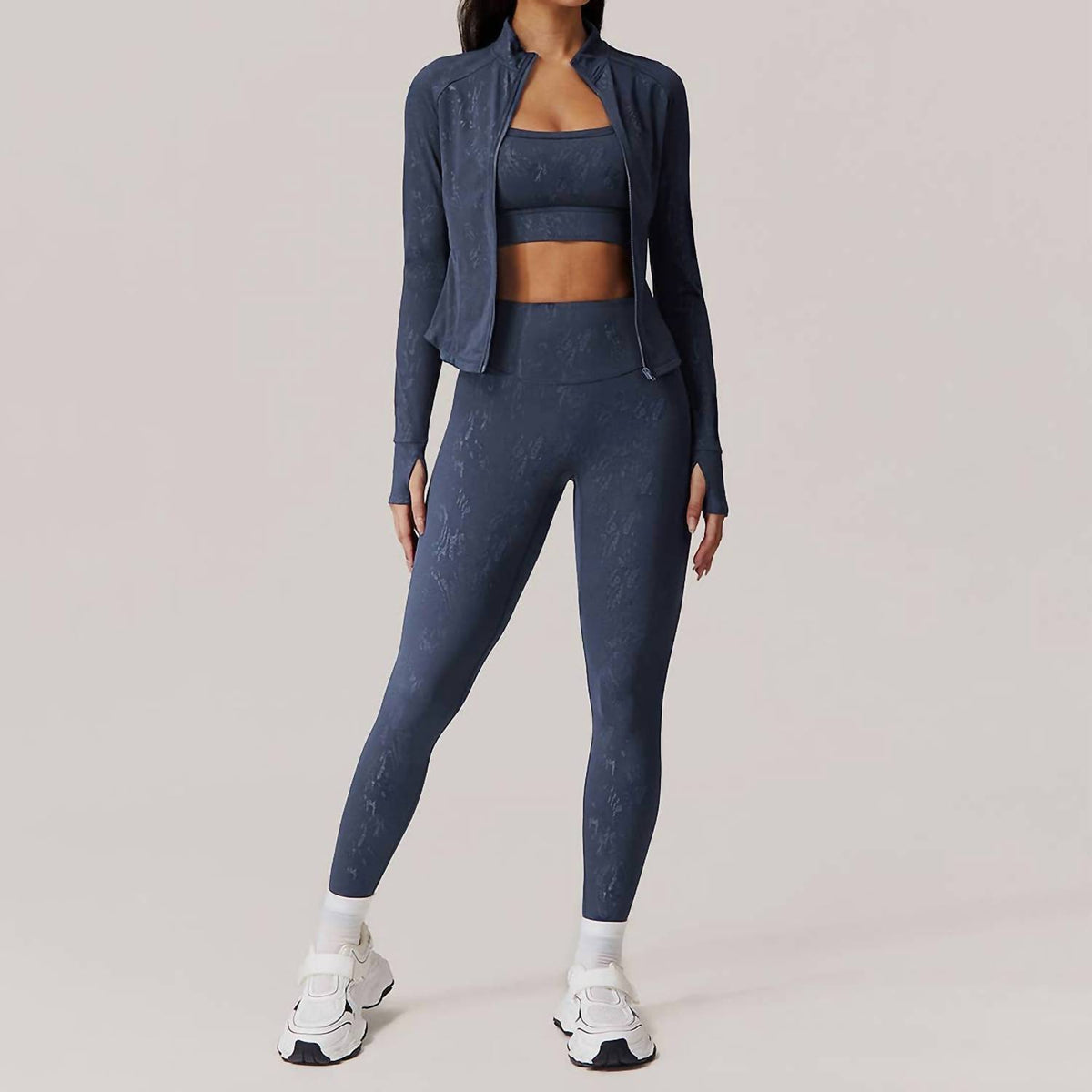 Full Zipper Jacket Yoga Leggings Set
