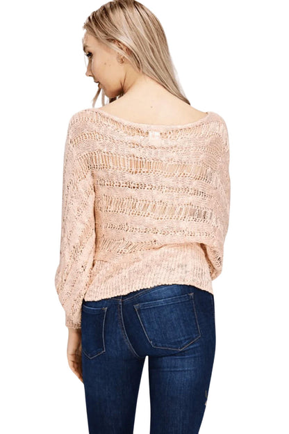 Tara Open Knit Textured Sheer Top