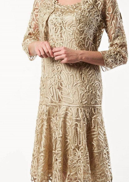 Two Piece Flared Skirt Formal Midi Dress