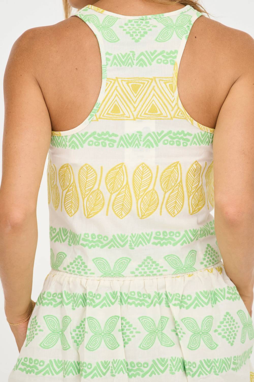 Embroidered Button Front Top