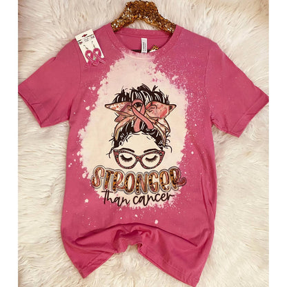 Stronger Than Cancer Bleached Tee - Plus