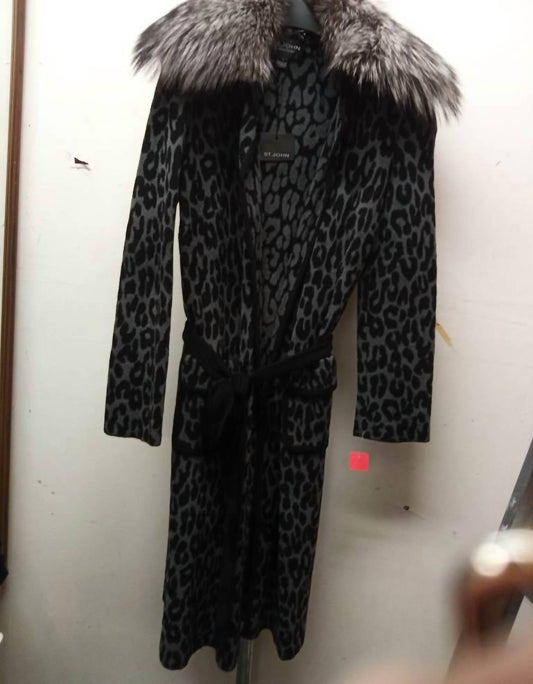 Women's Leopard Print Fur-trimmed Knit Jacket
