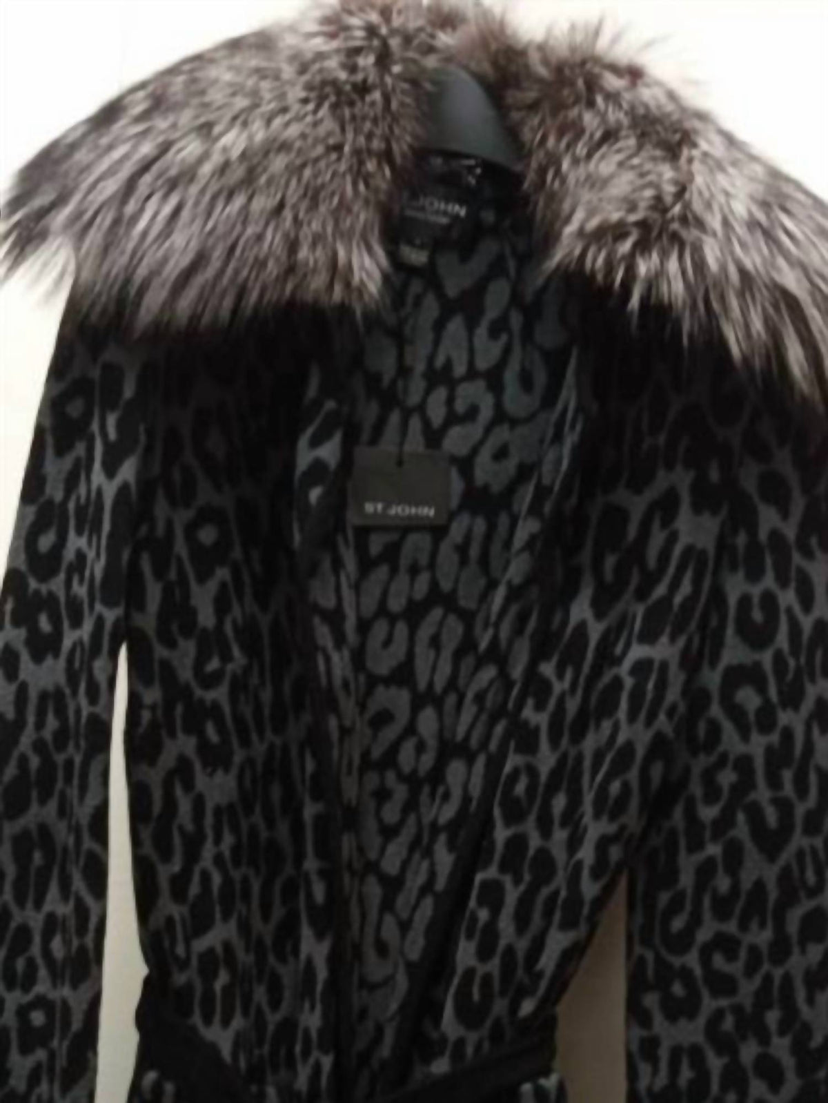 Women's Leopard Print Fur-trimmed Knit Jacket