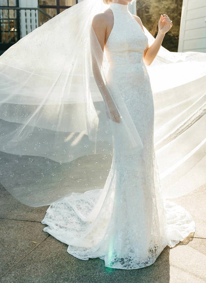 Shimmering Floral Lace Wedding Dress