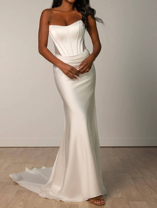 Strapless Satin Column Wedding Dress