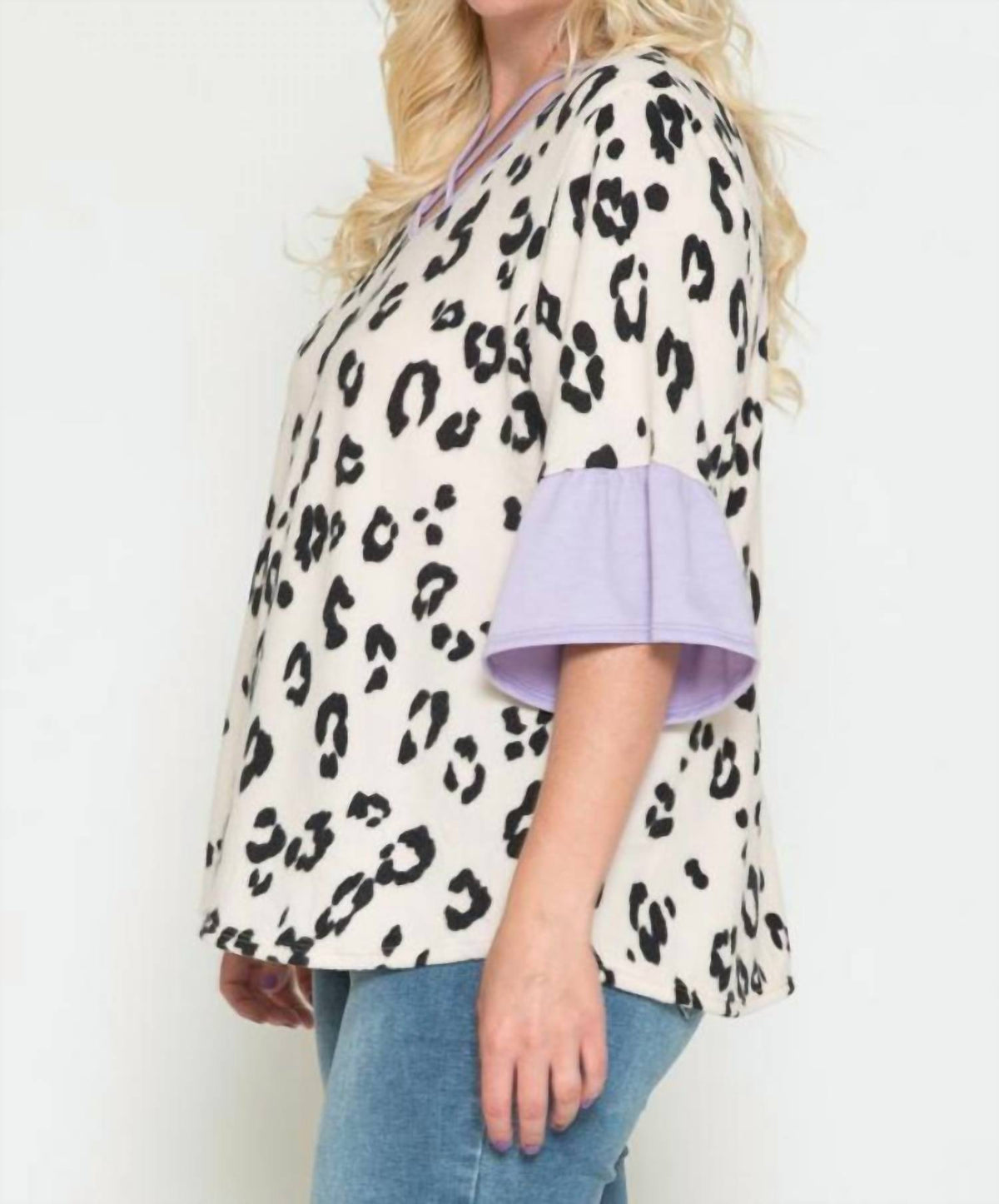 Leopard Ruffle Sleeve Cage Chest