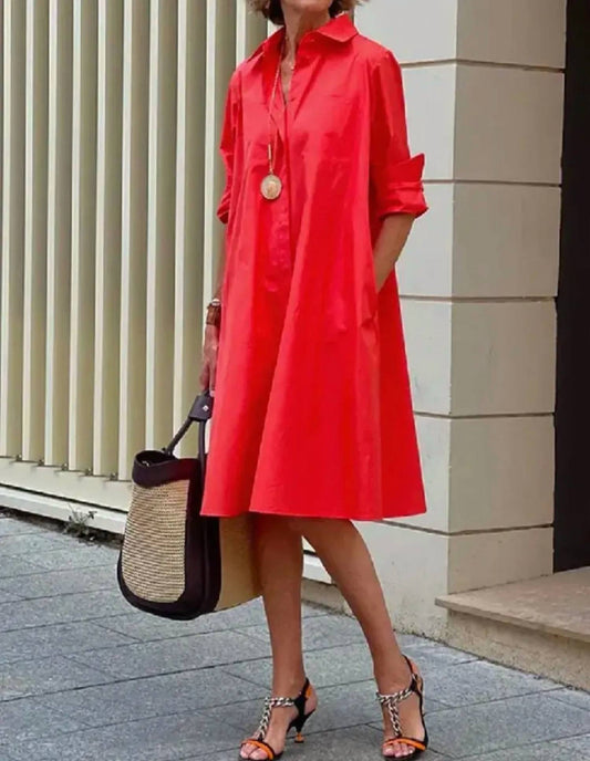 Simple Long Sleeve Midi Dress