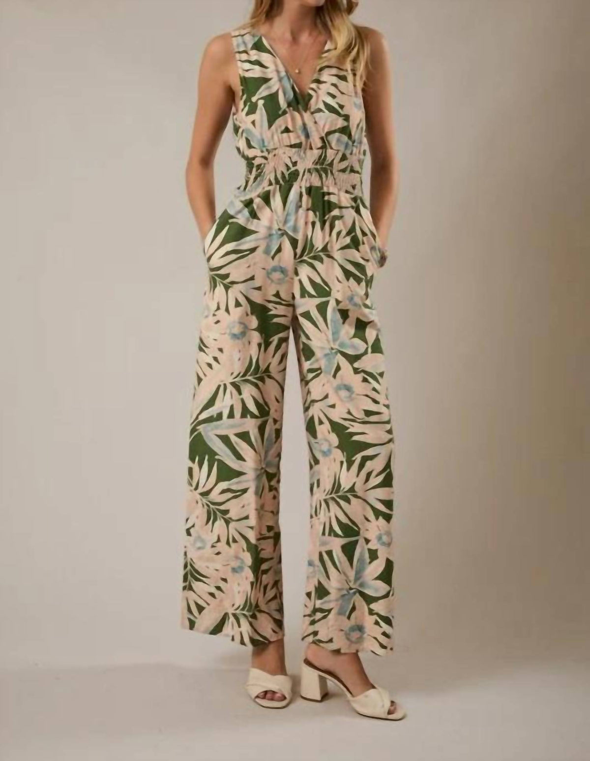 Abstract Sleeveless Jumpsuit