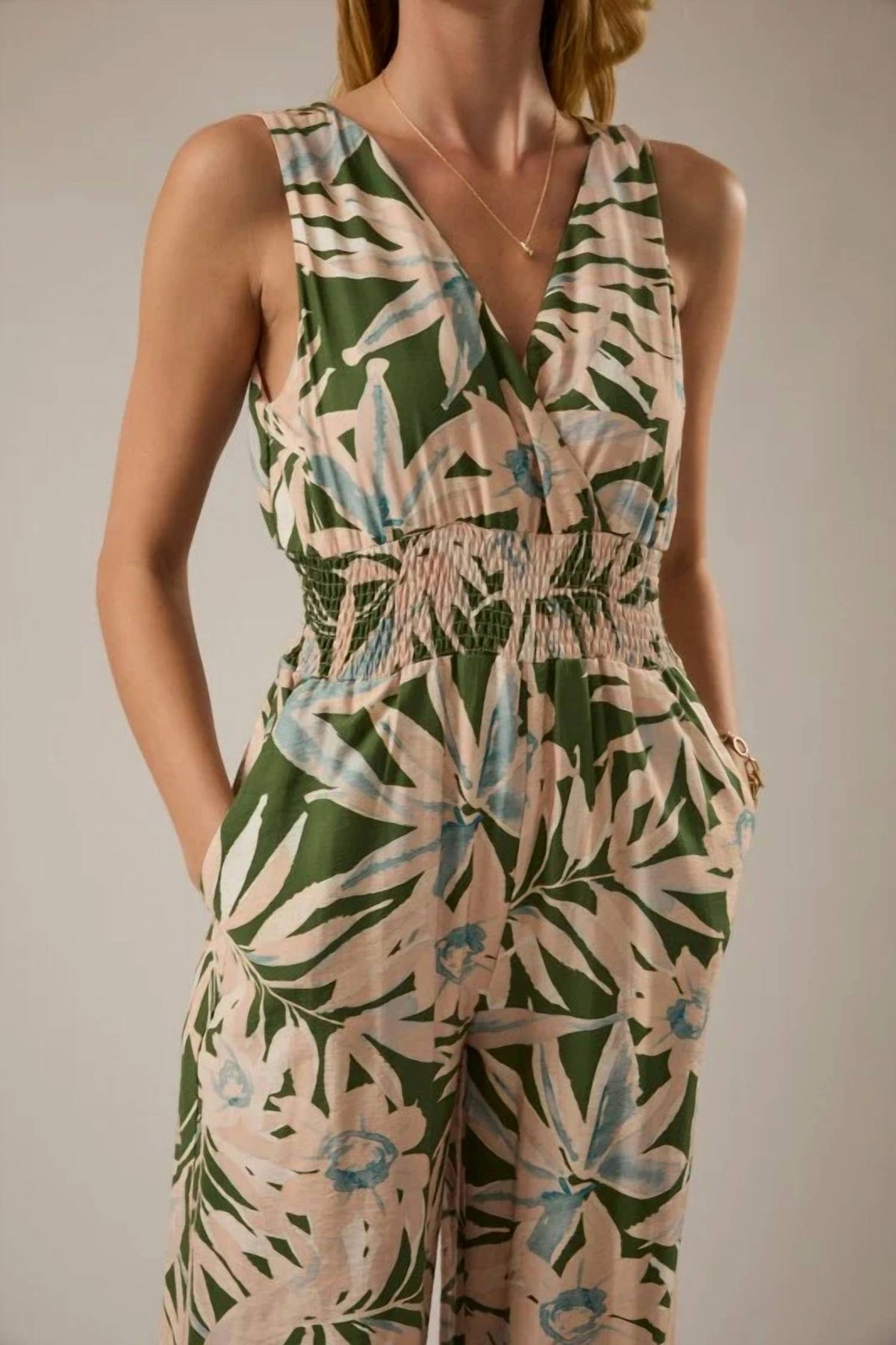 Abstract Sleeveless Jumpsuit