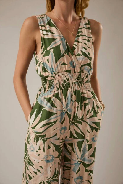 Abstract Sleeveless Jumpsuit
