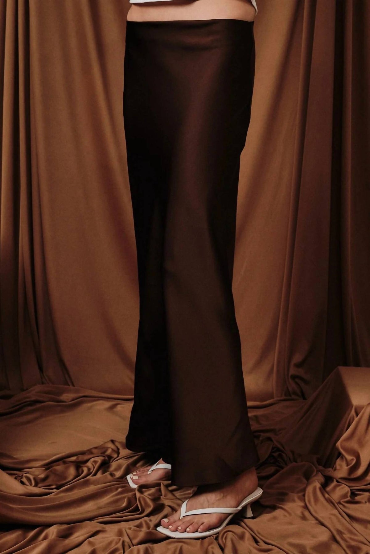 Bias Satin Midi Skirt
