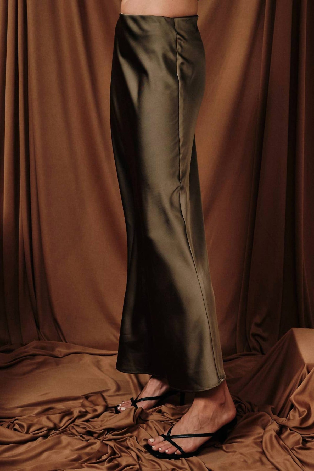 Bias Satin Midi Skirt