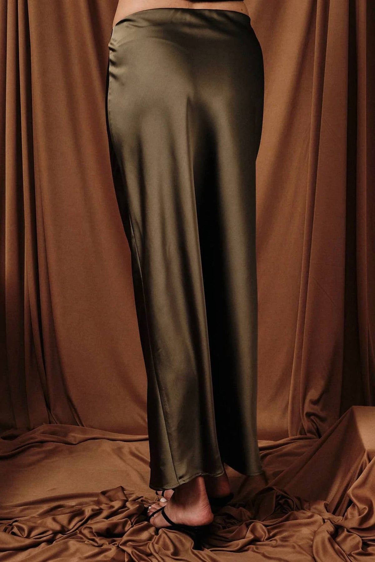 Bias Satin Midi Skirt