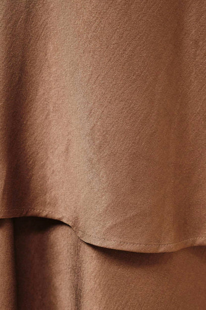 High Waist Double Layer Pull-on Bias Midi Skirt