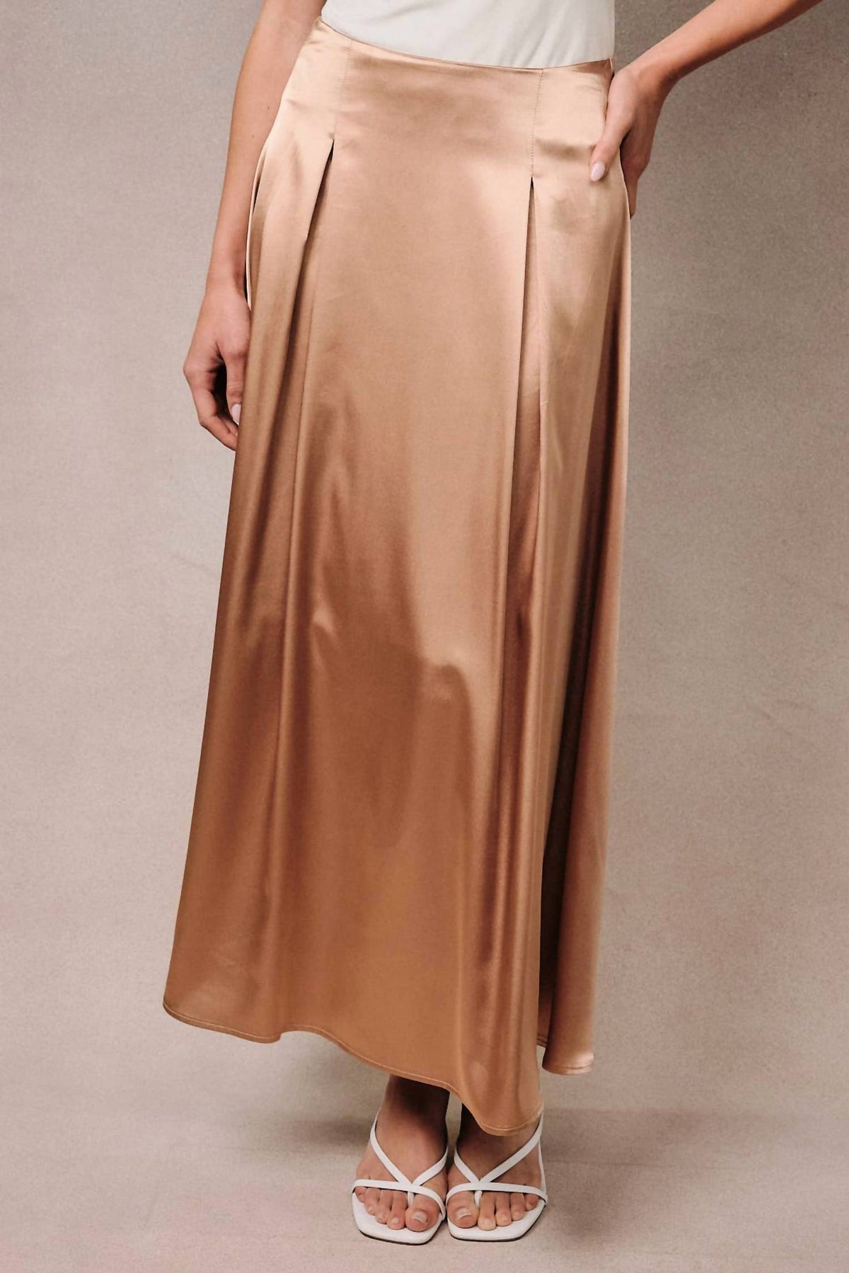 High Waist Satin Midi Skirt