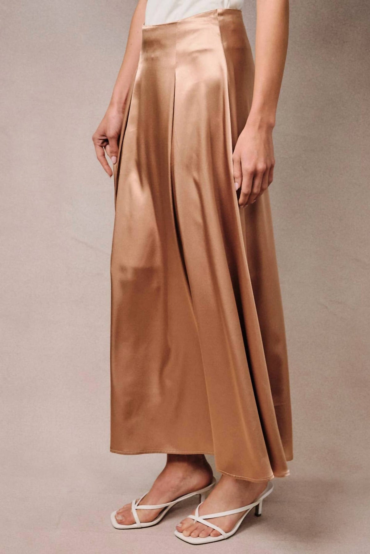 High Waist Satin Midi Skirt