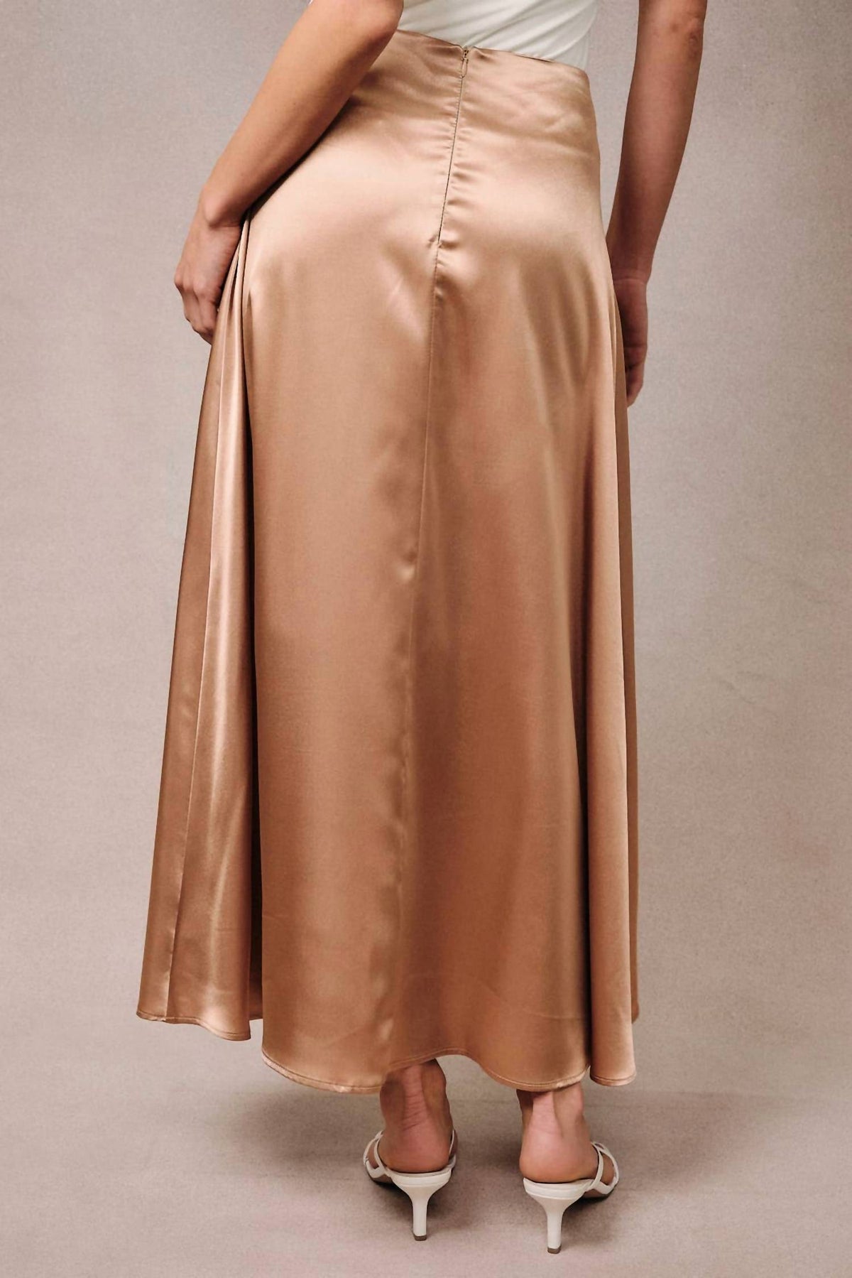 High Waist Satin Midi Skirt