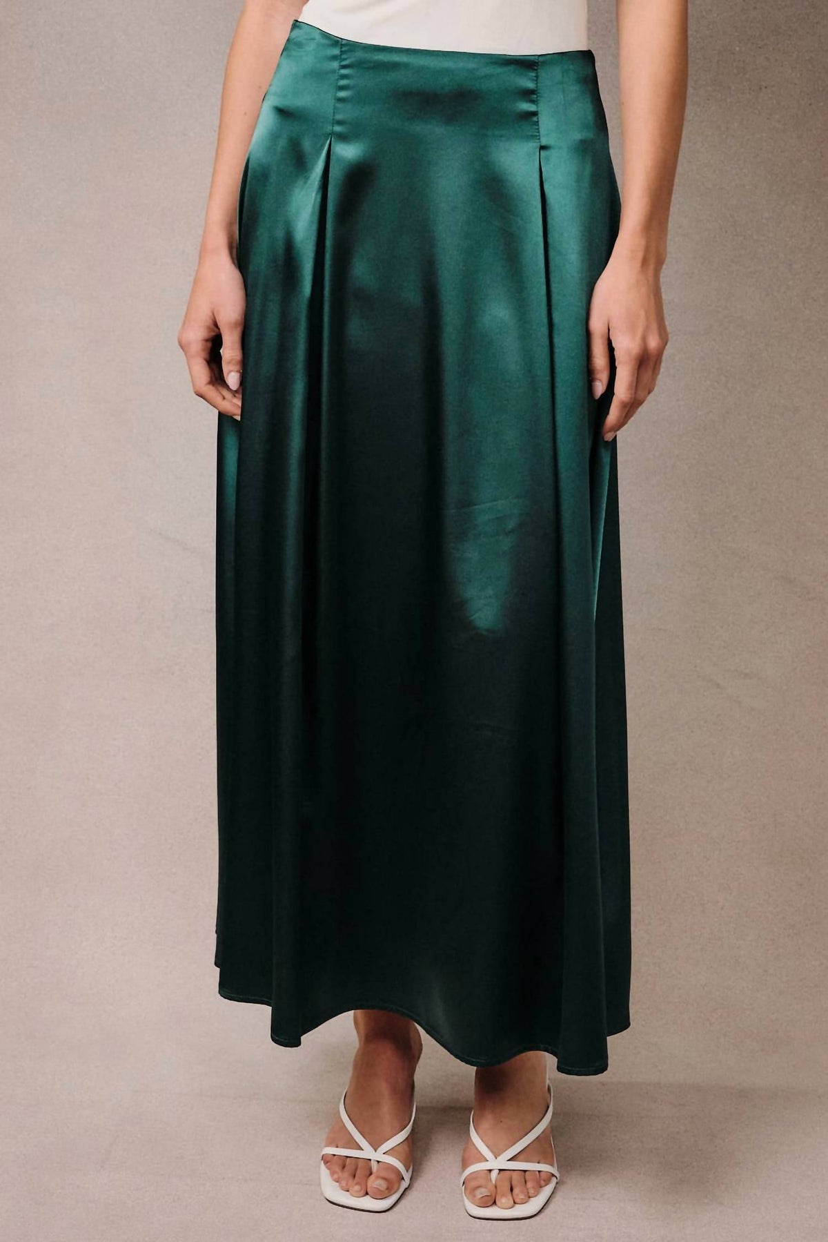 High Waist Satin Midi Skirt