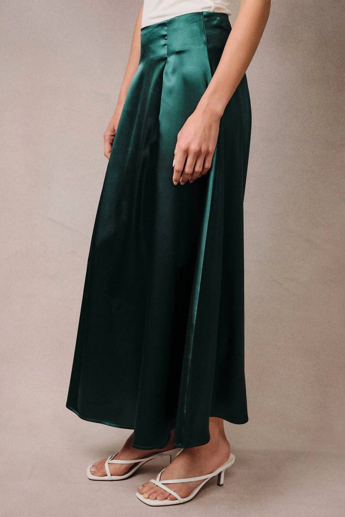 High Waist Satin Midi Skirt