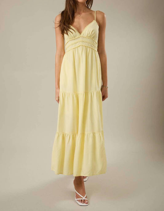 Sunday Edition Women's Lady Lace Trim Maxi Dress in Lemon