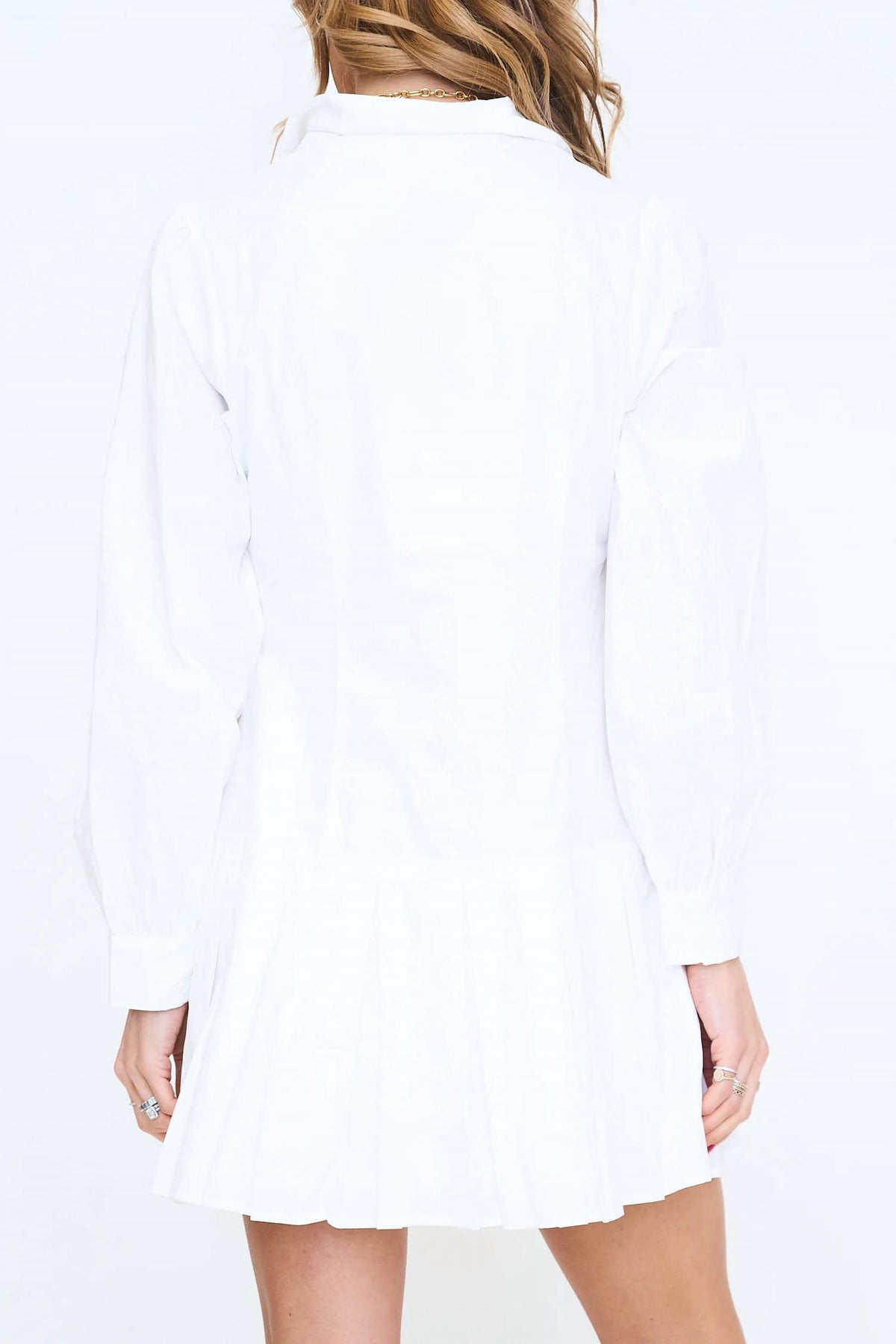 Pleated Drop Waist Shirt Dress