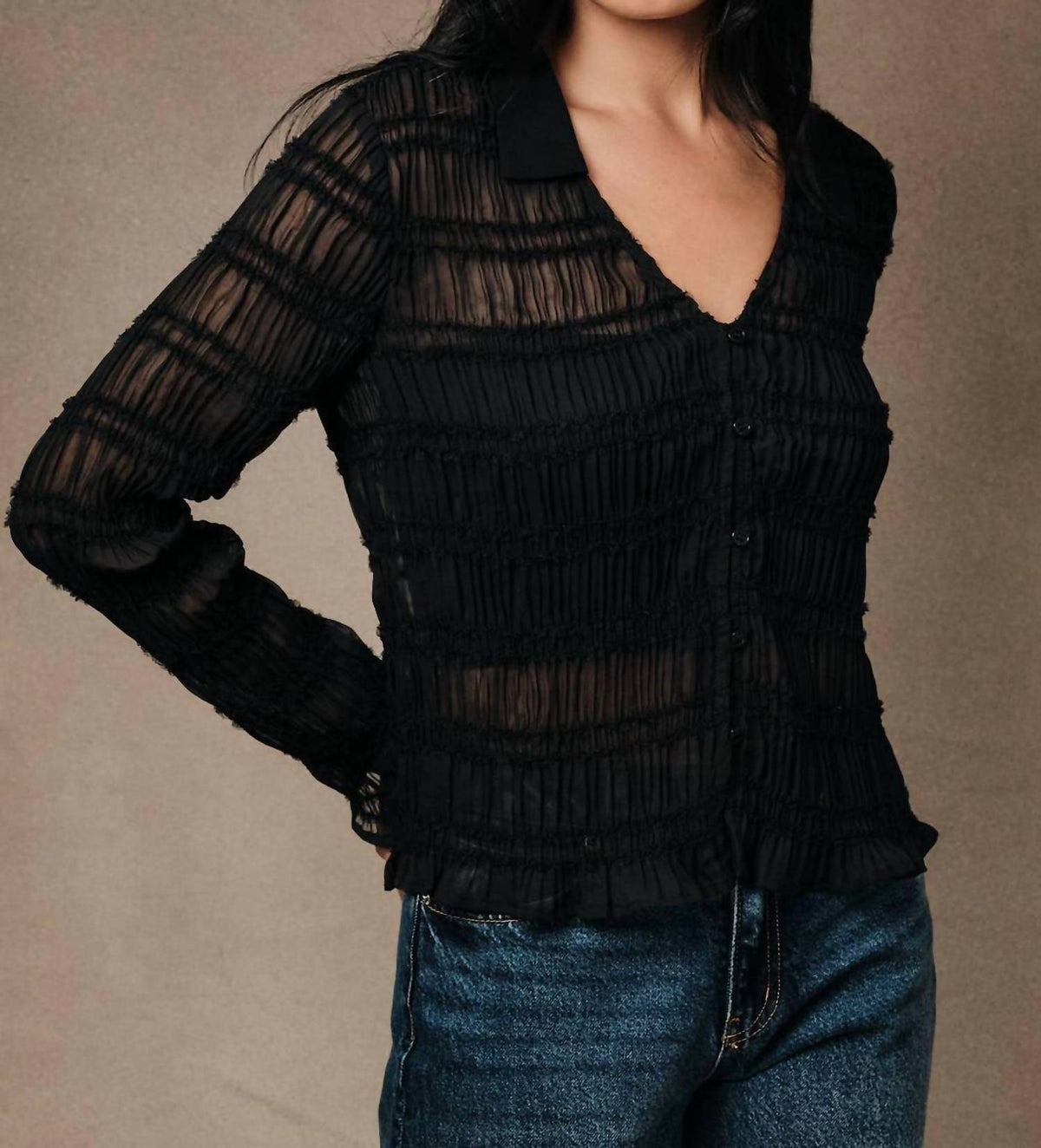 Sabine Sheer Ruffle Blouse