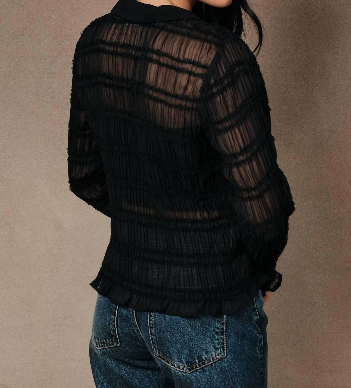 Sabine Sheer Ruffle Blouse