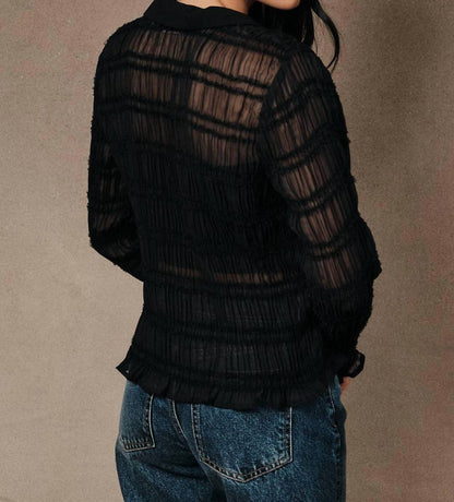 Sabine Sheer Ruffle Blouse