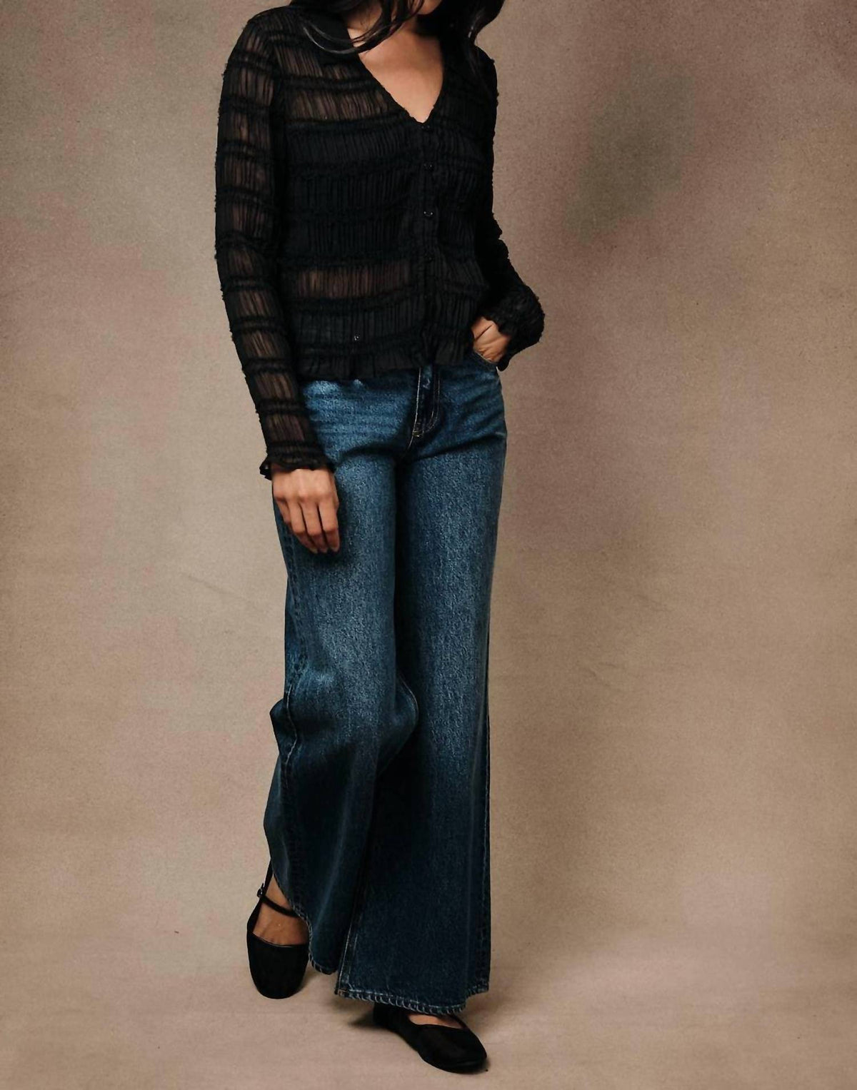 Sabine Sheer Ruffle Blouse