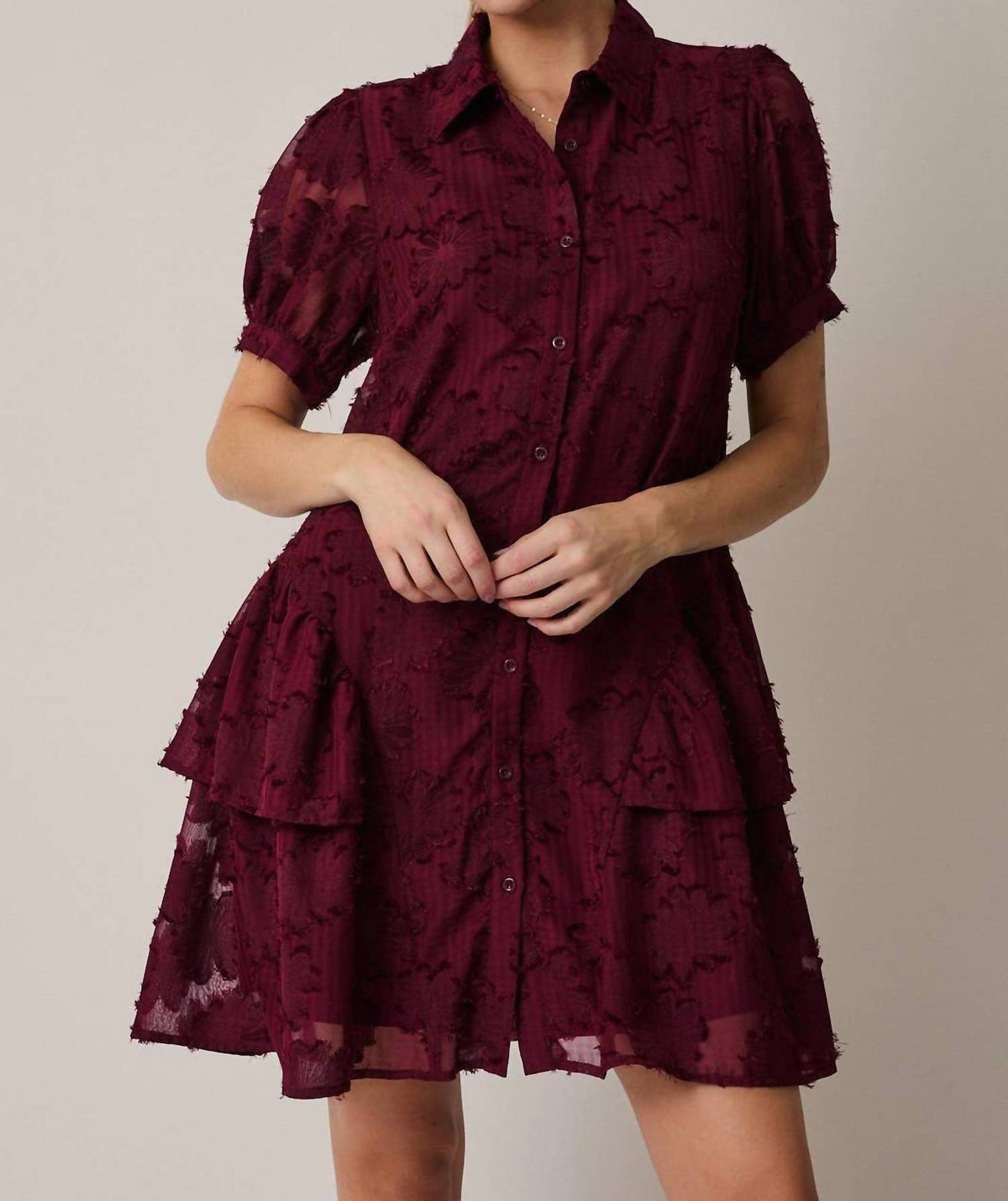 Seraphina Tiered Button-down Shirt Mini Dress