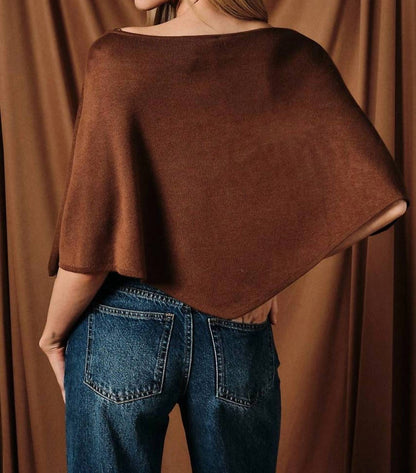 Slouchy Neckline Poncho Knit Top