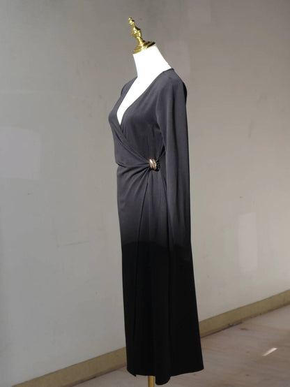 Women's Wrap V-neck Midi Dress