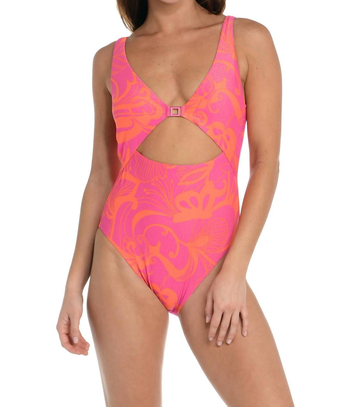 All A Flutter Key Hole Midriff One Piece Swimsuit