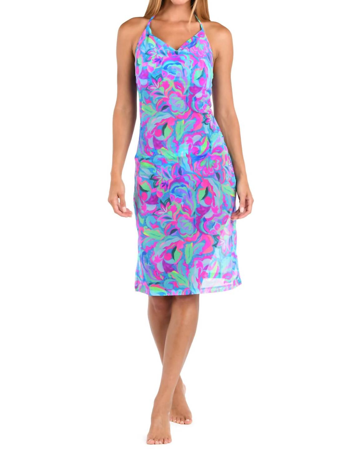Swirltophia Halter Midi Swim Cover Up Dress