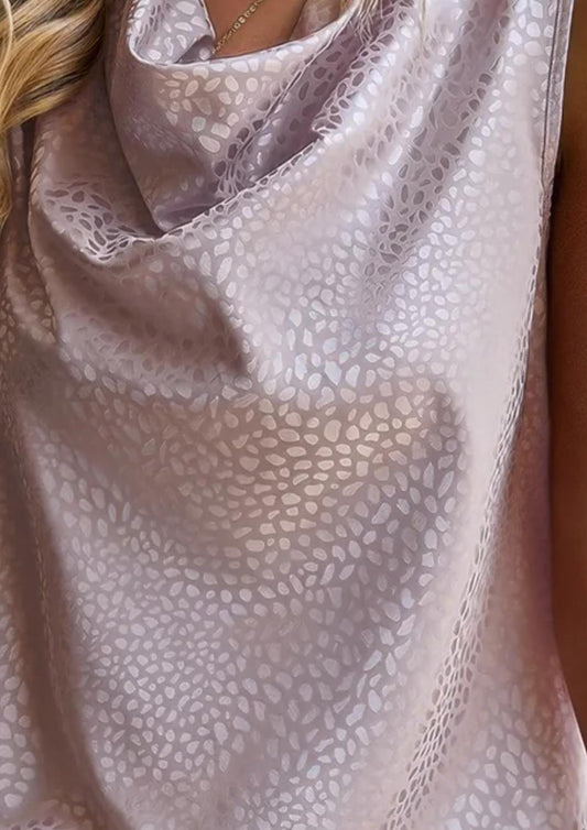 Dotted Leopard Cowl Neck Blouse