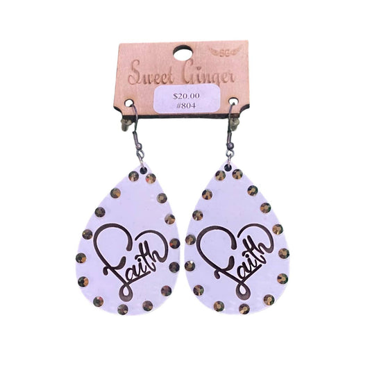 Faith Etched Teardrop Earrings