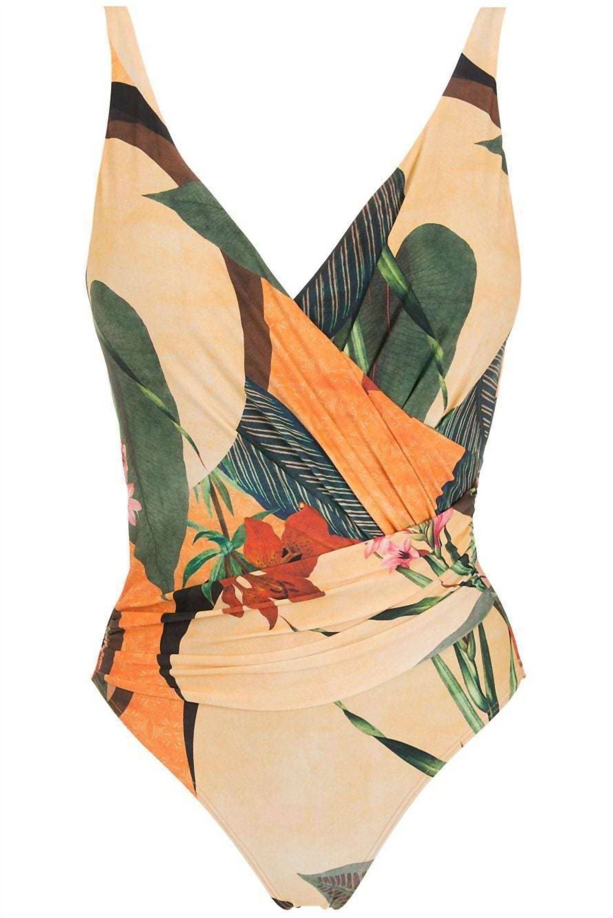 Open Back Wrap Front One Piece Swimsuit With Cover Up