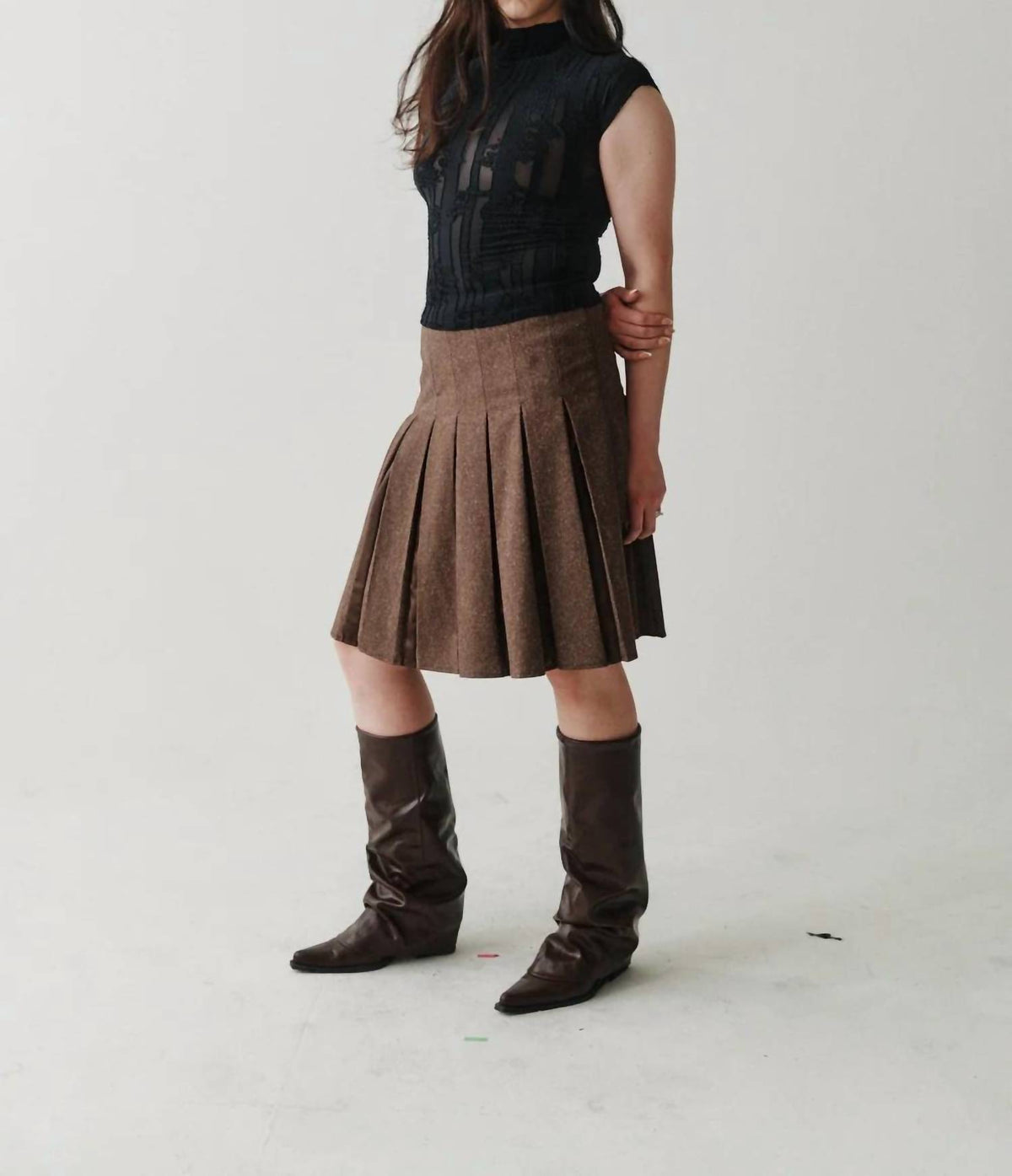 Hazel Tweed Pleated Skirt