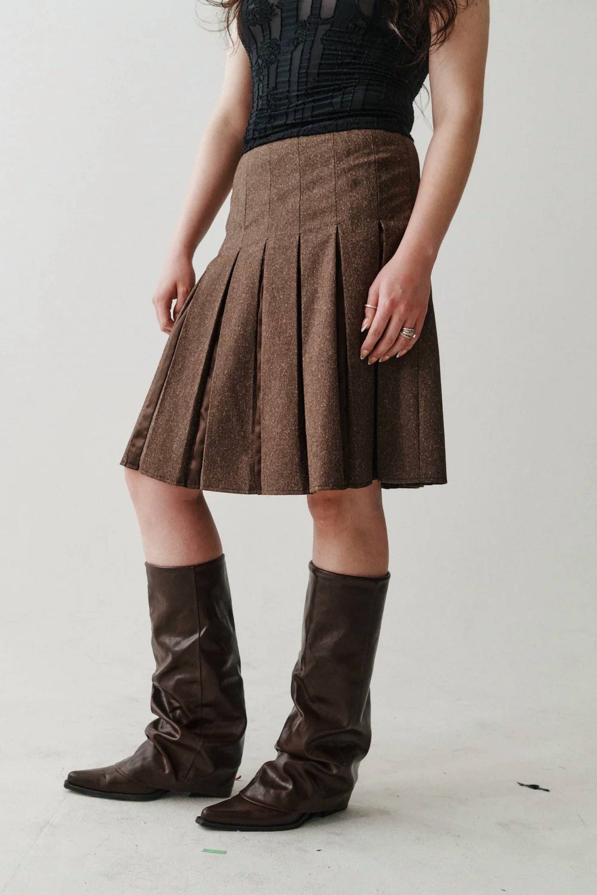 Hazel Tweed Pleated Skirt