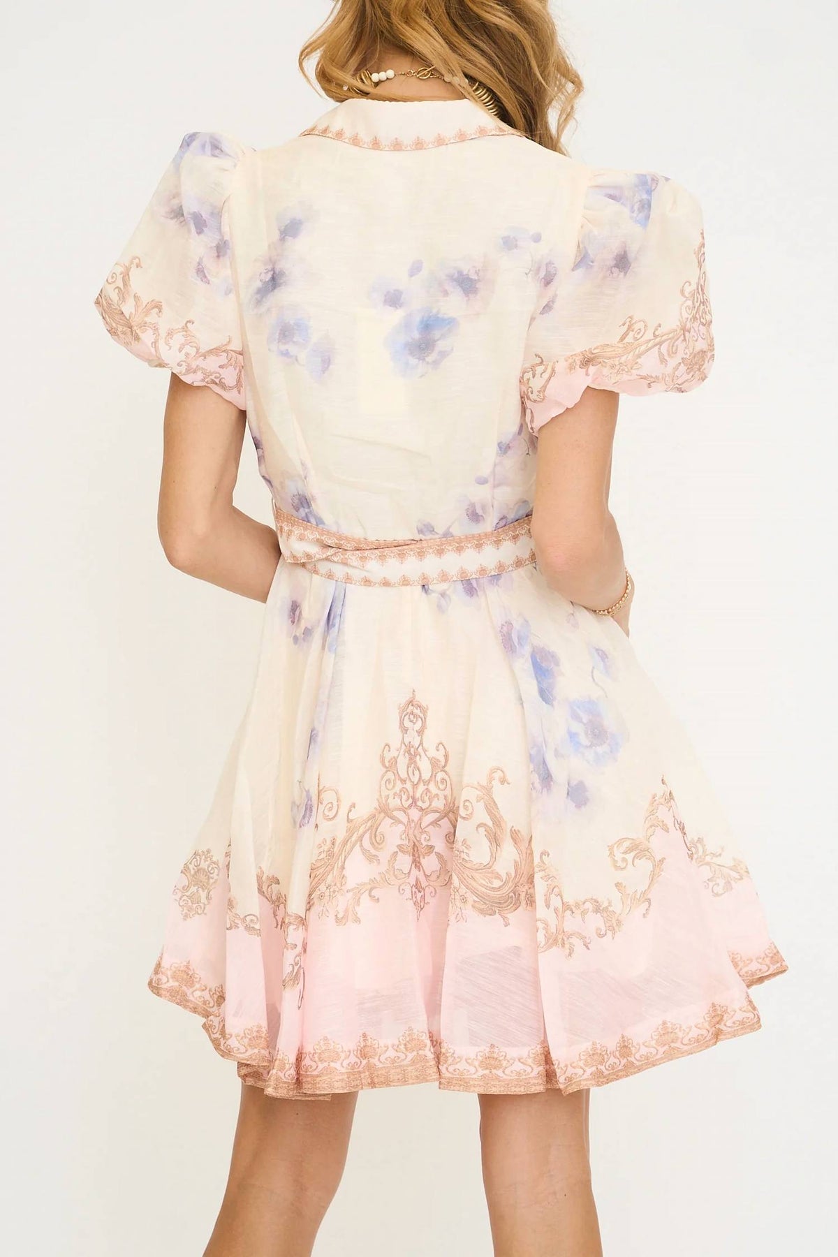 Short Sleeve Button Down Belted Mini Dress