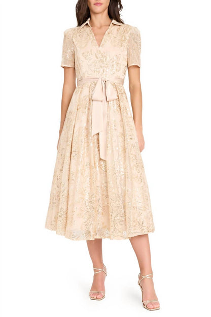 Collared V-neck Sequin Dress