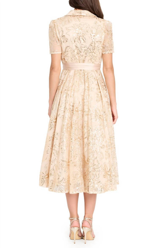 Collared V-neck Sequin Dress