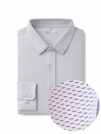 tasc Men's Wayfarer Classic Fit Knit Button Down Shirt in Iris Birdseye - view 6