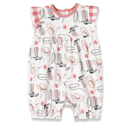 Baby Girls Yeehaw Flutter Sleeve Romper