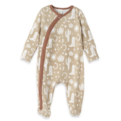 Baby's Wild West Long Sleeve Footed Zipper Romper