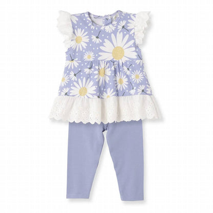 Eyelet Flutter Sleeve Top And Leggings Set