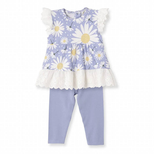 Eyelet Flutter Sleeve Top And Leggings Set