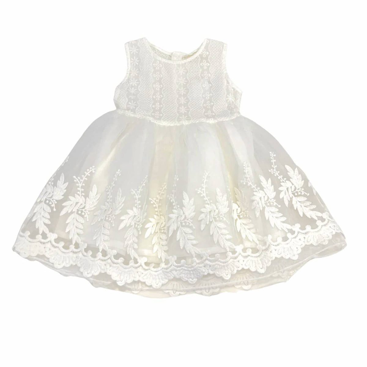 Girl's Lace On Top And Tulle Overlay On Bottom Dress