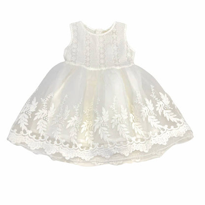 Girl's Lace On Top And Tulle Overlay On Bottom Dress